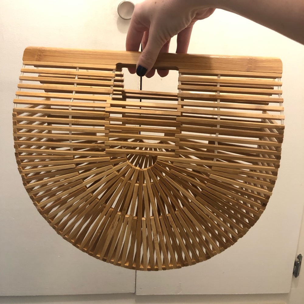Half circle wooden handbag - similar to Cult Gaia ARK bag